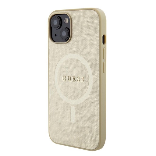 Apple iPhone 15 Guess PU Saffiano MagSafe husă (Bej) - GUHMP15SSPSAHMCB