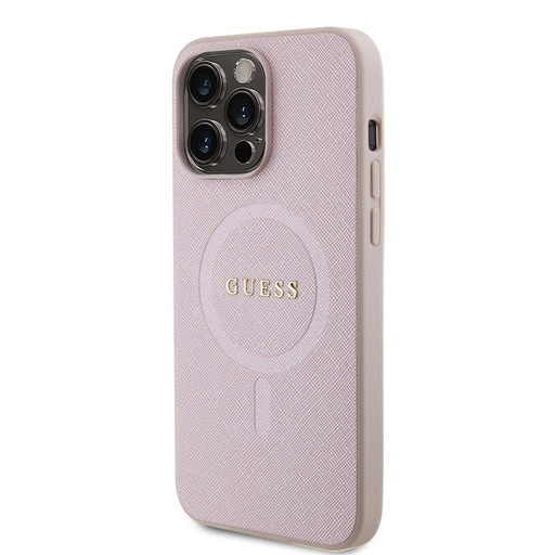 Apple iPhone 15 Pro Max Guess PU Saffiano MagSafe husă (Roz) - GUHMP15XPSAHMCP
