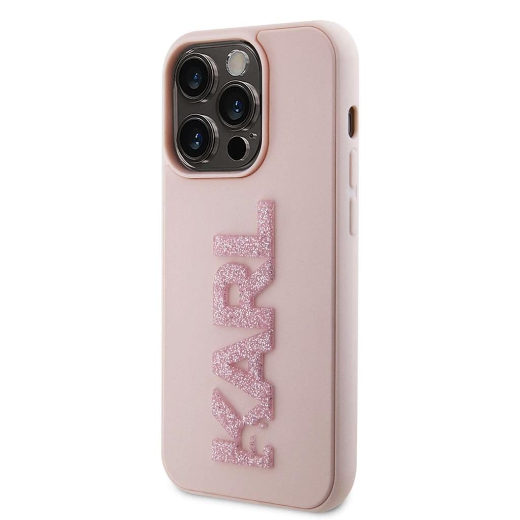 Apple iPhone 15 Pro Max Karl Lagerfeld 3D Glitter Karl tok (Rózsaszín) – KLHCP15X3DMBKCP