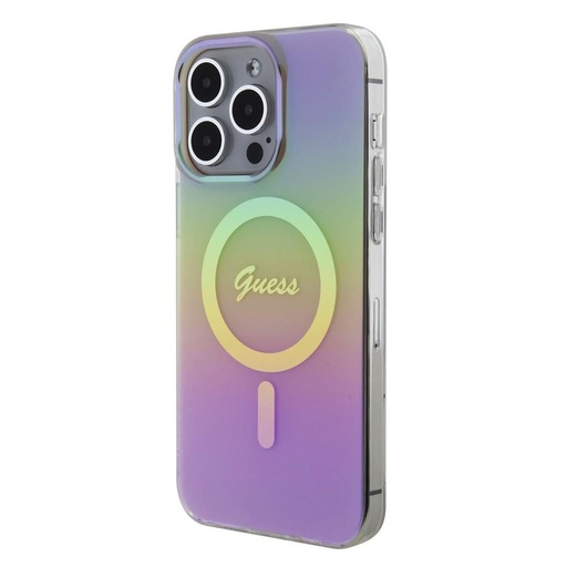 Apple iPhone 15 Pro Guess IML Iridescent Script MagSafe husă (Roz) - GUHMP15LHITSP