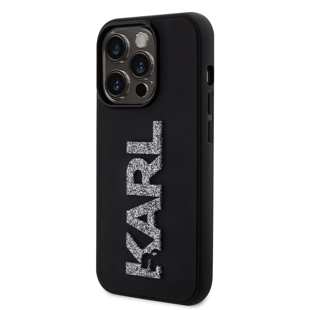Apple iPhone 15 Pro Karl Lagerfeld 3D Glitter Karl tok (Fekete) – KLHCP15L3DMBKCK