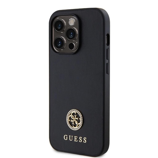 Apple iPhone 15 Pro Max Guess PU 4G Strass Metal Logo husă (Negru) - GUHCP15XPS4DGPK
