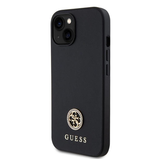 Apple iPhone 15 Guess PU 4G Strass Metal Logo husă (Negru) - GUHCP15SPS4DGPK