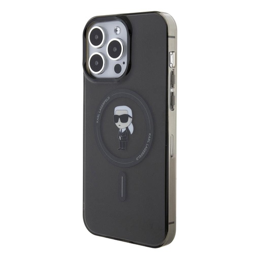 Apple iPhone 15 Pro Max Karl Lagerfeld IML Iconic MagSafe husă (Negru) – KLHMP15XHFCKNOK