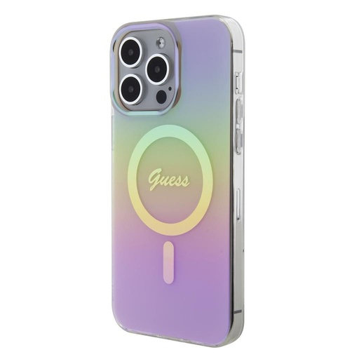Apple iPhone 15 Pro Max Guess IML Iridescent Script MagSafe husă (Roz) - GUHMP15XHITSP