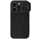 Apple iPhone 15 Nillkin Qin pro kameravédős notesz tok (Fekete)