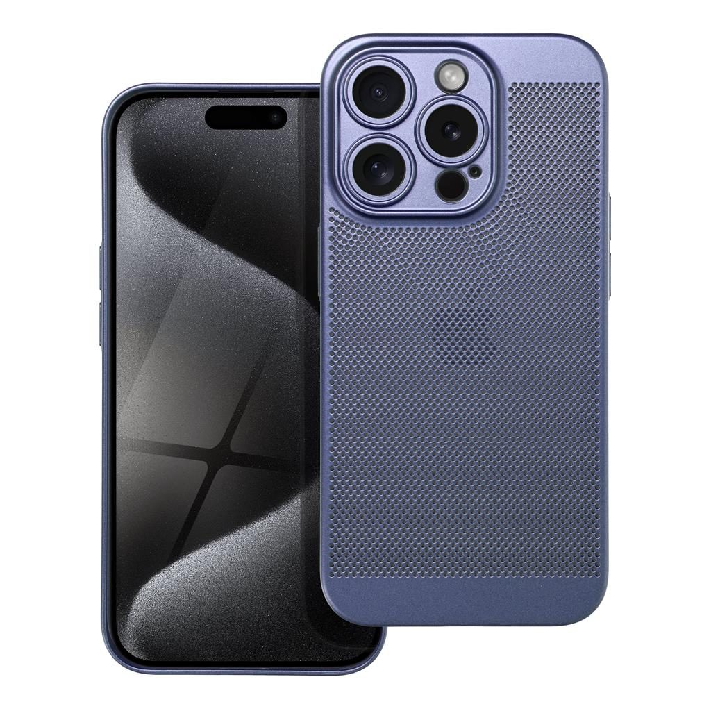 Apple iPhone 15 Pro Breezy lyukacsos műanyag hátlap tok (Kék)