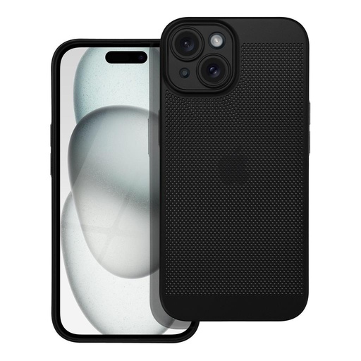Apple iPhone 15 Breezy perforat plastic husă spate (Negru)