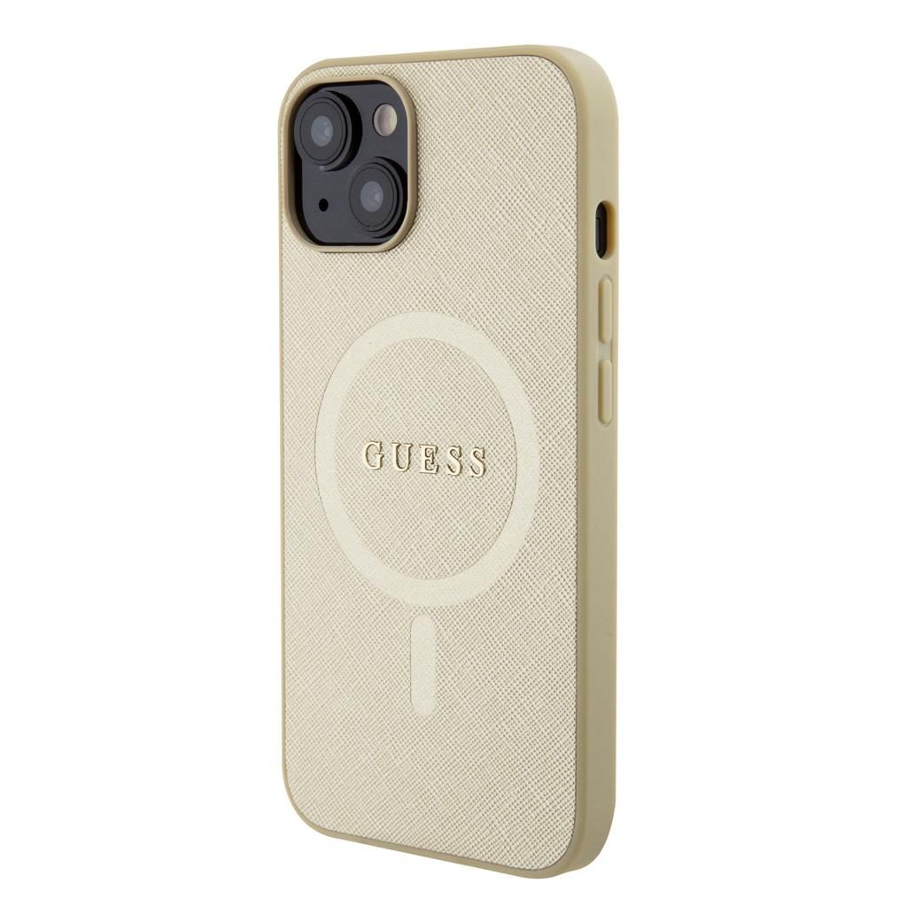 Apple iPhone 15 Plus Guess PU Saffiano MagSafe tok (Bézs) - GUHMP15MPSAHMCB