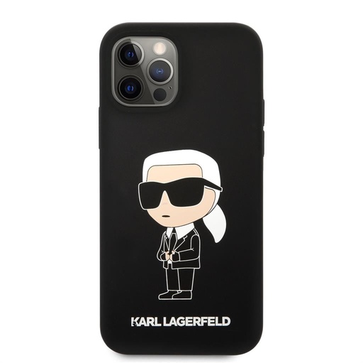 Apple iPhone 12/12 Pro Karl Lagerfeld Liquid Silicone Iconic NFT husă (Negru) – KLHCP12MSNIKBCK