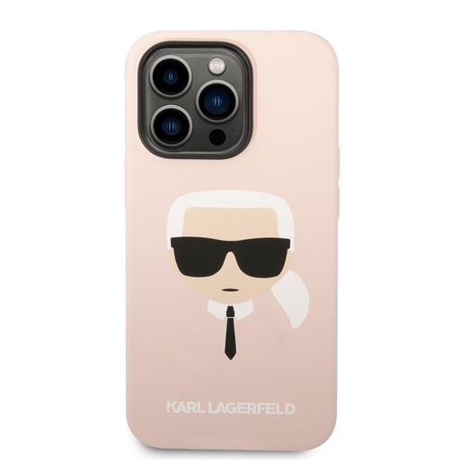 Apple iPhone 14 Pro Max Karl Lagerfeld MagSafe Compatible Liquid Silicone Karl Head husă (Roz) – KLHMP14XSLKHLP