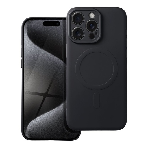 Apple iPhone 15 Pro Max Silicone mag cover magsafe husă spate (Negru)