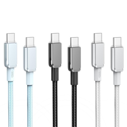 XO NB-Q250B USB-C–USB-C cablu de date (Albastru) – 60W, lucios PVC acoperire