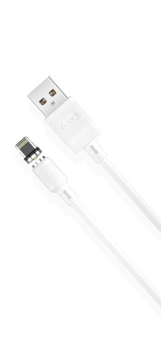 XO NB187 Lightning cablu de date (Alb) – 1 m, 2.1A, PVC, magnetic conexiune