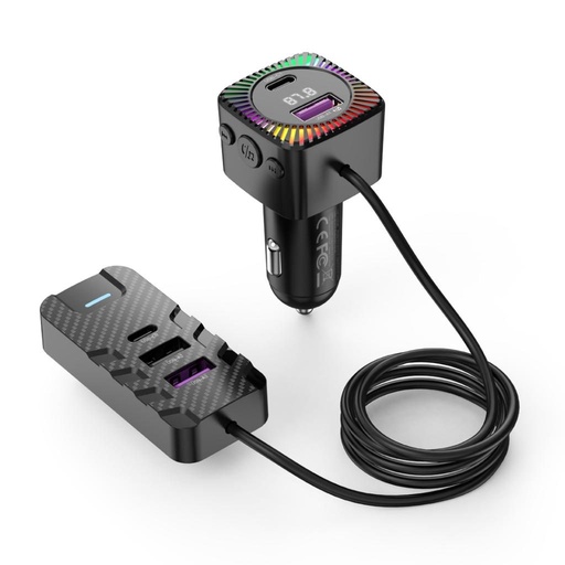 XO BCC13 FM transmitter încărcător rapid cu funcție,ambiental cu lumină negru