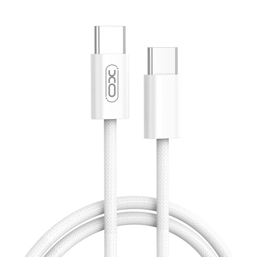 XO NB-Q259 USB-C–USB-C cablu de date (Alb) – 60W, împletit design