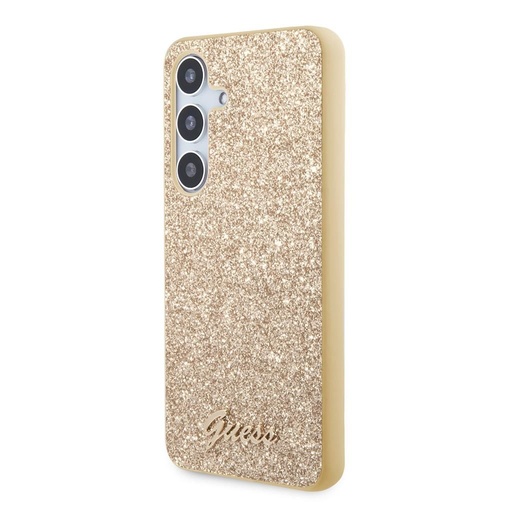 Samsung Galaxy S24 Guess Glitter Flakes Metal Logo husă (Auriu) - GUHCS24SHGGSHD