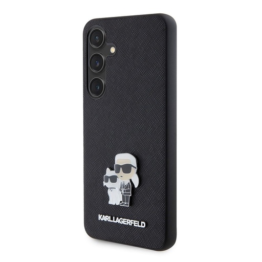 Samsung Galaxy S24 Karl Lagerfeld PU Saffiano Metal Karl and Choupette husă (Negru) – KLHCS24SPSAKCMPK