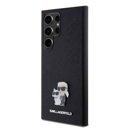 Samsung Galaxy S24 Ultra Karl Lagerfeld PU Saffiano Metal Karl and Choupette husă (Negru) – KLHCS24LPSAKCMPK