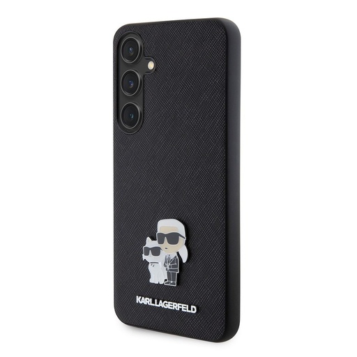 Samsung Galaxy S24+ Karl Lagerfeld PU Saffiano Metal Karl and Choupette husă (Negru) – KLHCS24MPSAKCMPK