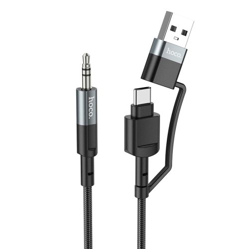 Hoco UPA23 AUX cablu type-c és lightning cu adaptor gri