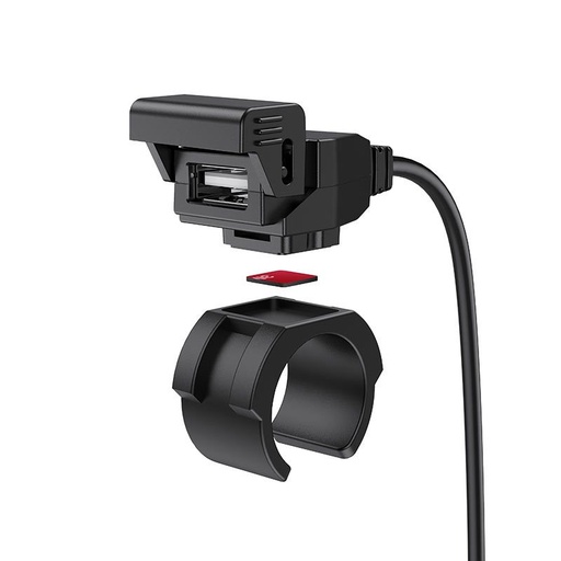 Hoco Z45 motocicletă încărcător, egy USB 5V / 2.4A rezistent la apă ieșire, detașabil motocicletă suport ghidon cu cordon negru