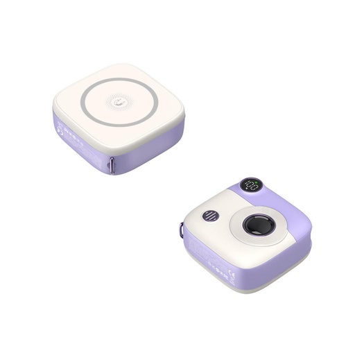 XO PR223 power bank 10000 mAh (Mov–Alb) – magnetic, mini, cu cameră design, digital ecran