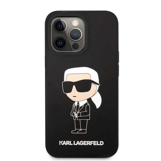 Apple iPhone 13 Pro Karl Lagerfeld Liquid Silicone Iconic NFT husă (Negru) – KLHCP13LSNIKBCK
