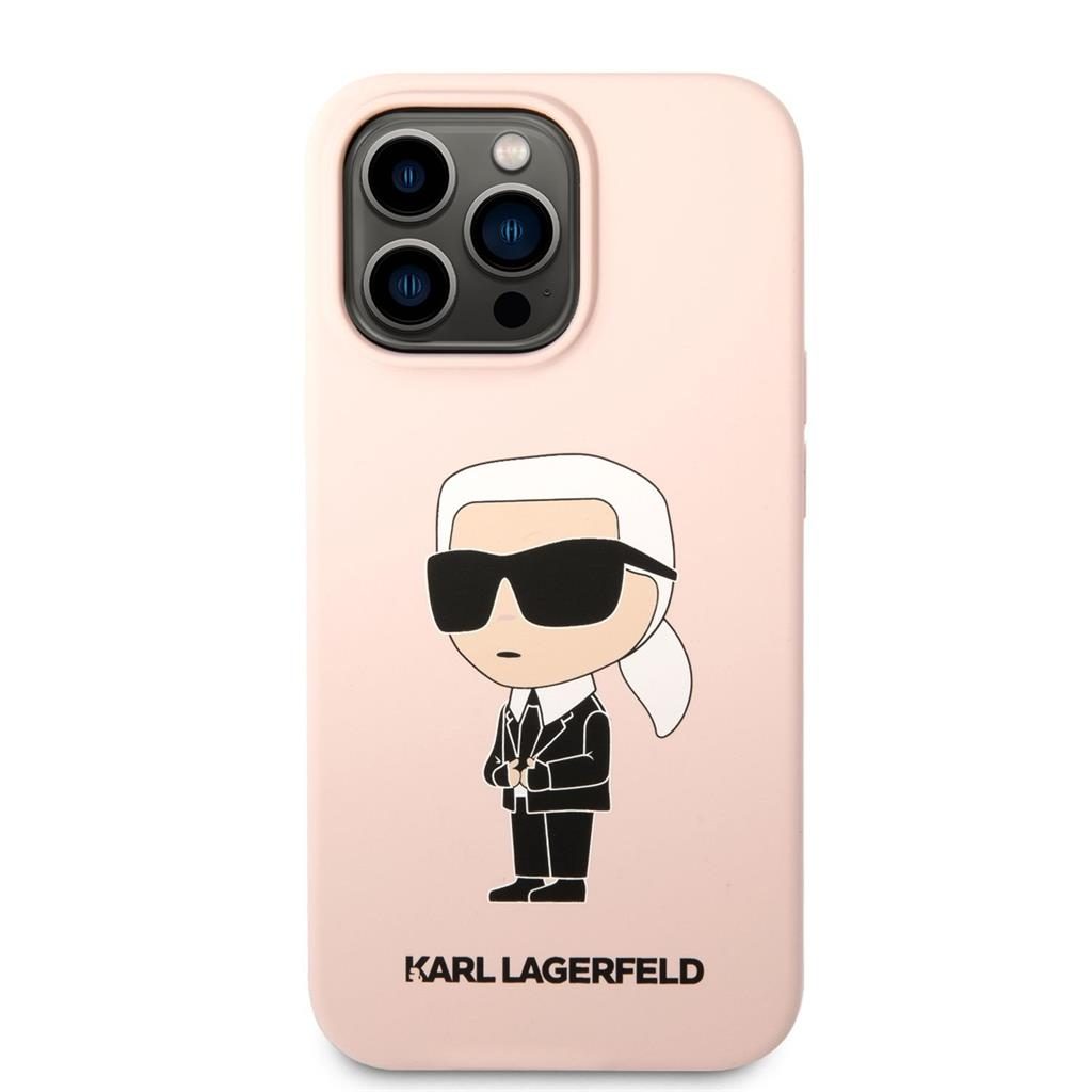 Apple iPhone 13 Pro Max Karl Lagerfeld liquid silicone ikonik NFT hátlap tok (Rózsaszín - KLHCP13XSNIKBCP)