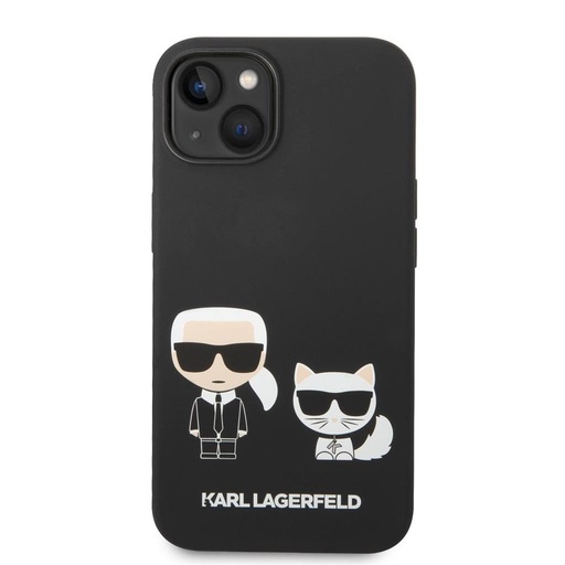 Apple iPhone 14 Karl Lagerfeld & Choupette lichid husă din silicon (Negru) – KLHCP14SSSKCK