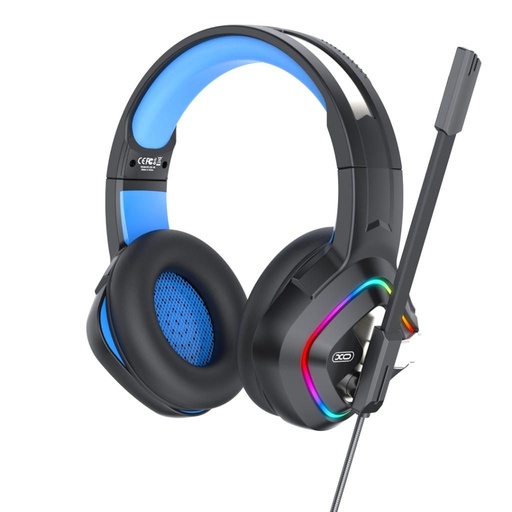 XO GE08 cu fir gamer căști, USB+3,5mm Jack cu conector, RGB cu iluminare negru