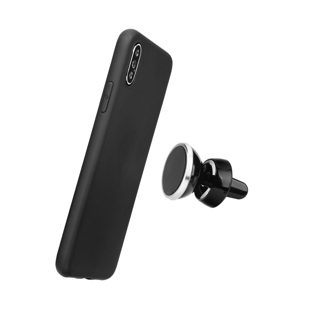 Samsung Galaxy A55 liquid silicone mágneses autós tartó kompatibilis hátlap tok (Fekete)