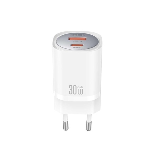 XO CE21 30W GaN încărcător rapid (Alb) – PD 30W, USB-C + USB-A conector