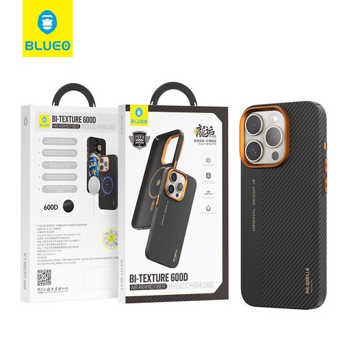 Apple iPhone 15 Pro Max BLUEO 600D armor aramid magsafe husă spate (Negru)