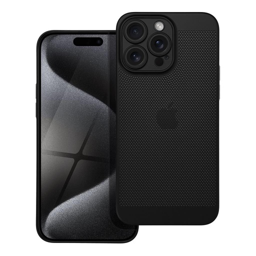 Apple iPhone 15 Pro Max Breezy perforat plastic husă spate (Negru)