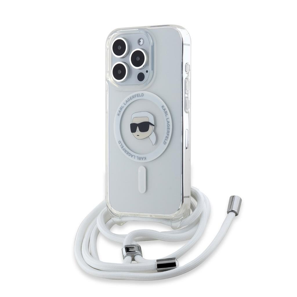 Apple iPhone 15 Pro Max Karl Lagerfeld IML Crossbody Karl Head MagSafe tok (Átlátszó) – KLHMP15XHCKHNT