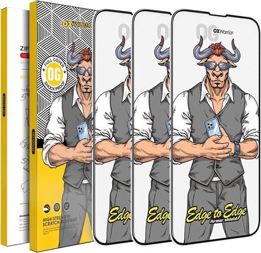 Samsung Galaxy S24 Ultra OX Warrior Edge amprentă cititor compatibil premium sticlă securizată transparent (negru cu margine)