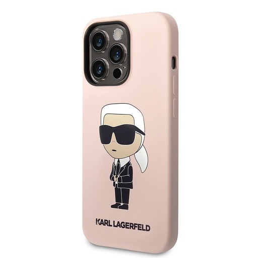 Apple iPhone 15 Pro Max Karl Lagerfeld Liquid Silicone Iconic NFT husă (Roz) – KLHCP15XSNIKBCP