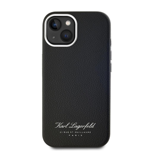 Apple iPhone 15 Karl Lagerfeld Grained PU Hotel RSG husă (Negru) – KLHCP15SPGWCMKHK