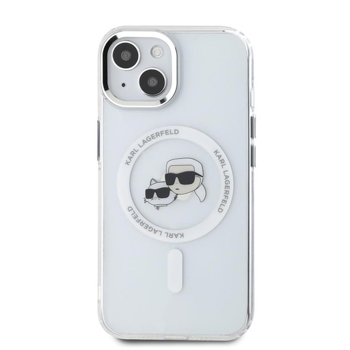 Apple iPhone 15 Karl Lagerfeld IML K&CH Heads Metal Frame MagSafe husă (Transparent) – KLHMP15SHLSKCH