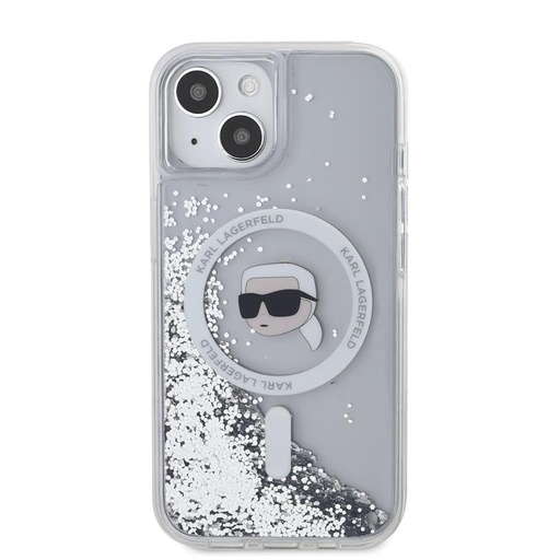 Apple iPhone 15 Karl Lagerfeld Liquid Glitter Karl Head MagSafe husă (Transparent) – KLHMP15SLGKISGH