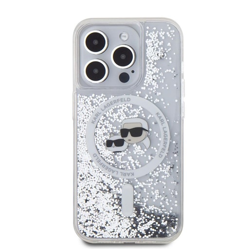 Apple iPhone 15 Pro Karl Lagerfeld Liquid Glitter Karl and Choupette Heads MagSafe husă (Transparent) – KLHMP15LLGKCSGH
