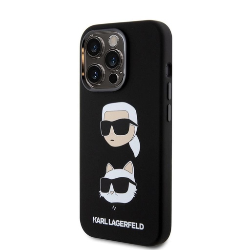 Apple iPhone 15 Pro Karl Lagerfeld Liquid Silicone Karl and Choupette Heads husă spate (Negru - KLHCP15LSDHKCNK)