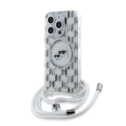 Apple iPhone 15 Pro Karl Lagerfeld IML Monogram Crossbody K&CH Heads MagSafe husă (Transparent) – KLHMP15LHCKCKLCT