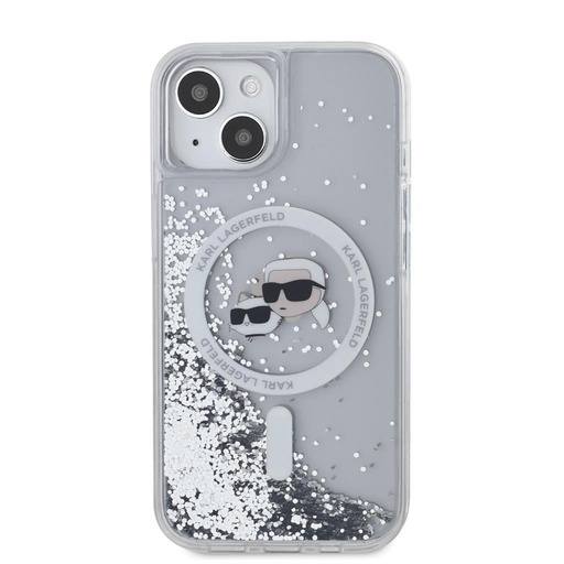 Apple iPhone 15 Karl Lagerfeld Liquid Glitter Karl and Choupette Heads MagSafe husă (Transparent) – KLHMP15SLGKCSGH