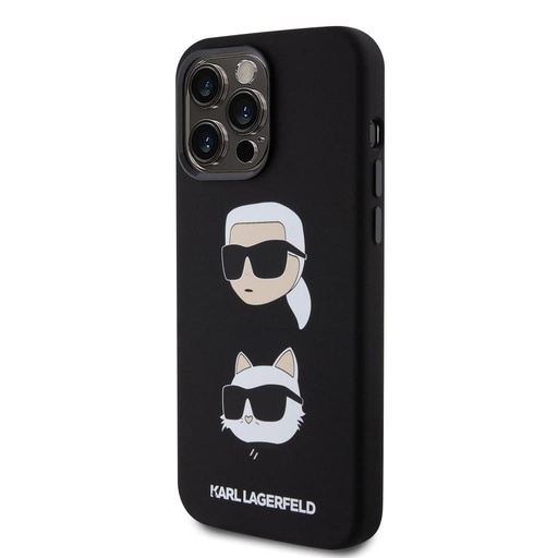Apple iPhone 15 Pro Max Karl Lagerfeld Liquid Silicone Karl and Choupette Heads husă spate (Negru - KLHCP15XSDHKCNK)