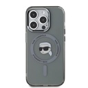 Apple iPhone 15 Pro Karl Lagerfeld IML Karl Head Metal Frame MagSafe tok (Fekete) – KLHMP15LHLSKIK