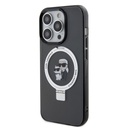 Apple iPhone 15 Pro Karl Lagerfeld Ringstand Karl and Choupette MagSafe tok (Fekete) – KLHMP15LHMRSKCK