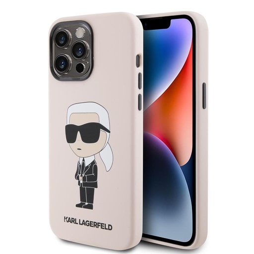 Apple iPhone 15 Pro Karl Lagerfeld Iconic NFT Silicon husă (Roz) – KLHCP15LSNIKBCP