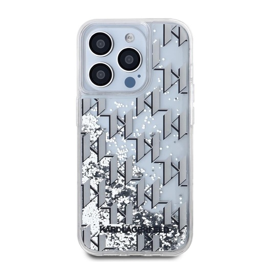 Apple iPhone 15 Pro Max Karl Lagerfeld Liquid Glitter Monogram Gradient husă (Alb) – KLHCP15XLKLGKCCH